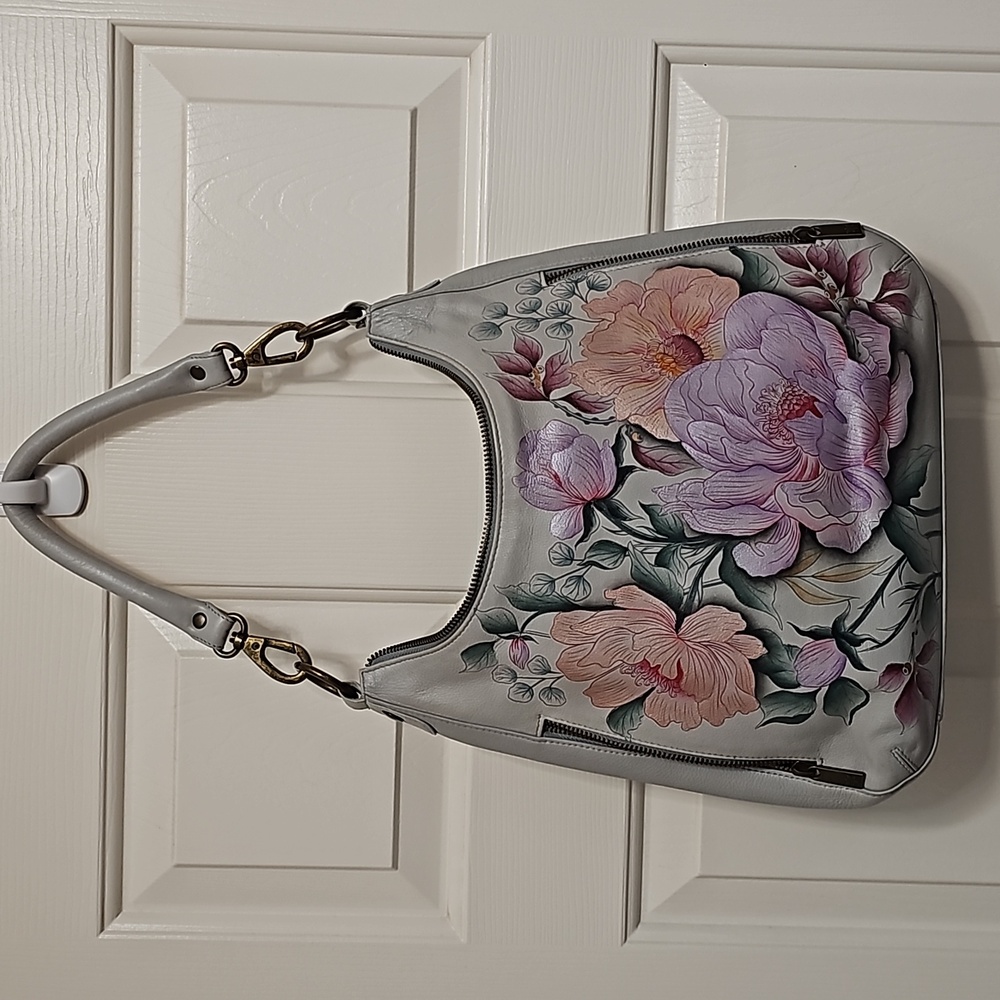 Anuschka Convertible Slim Hobo With Crossbody 662-BLF Bel Fiori With 3 Straps